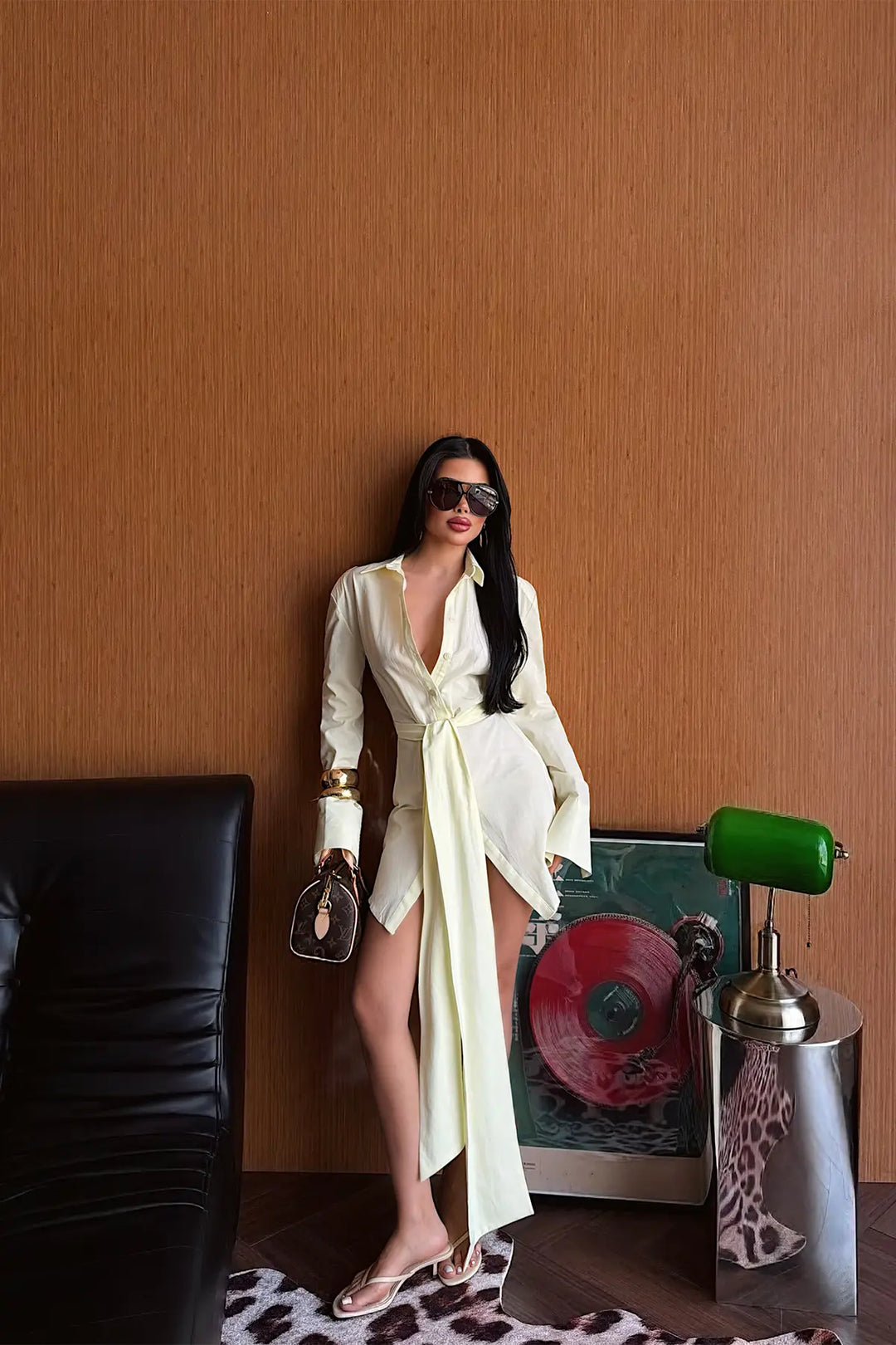 EYY Women Yellow Button-Down Shirt Dress - Calimaya