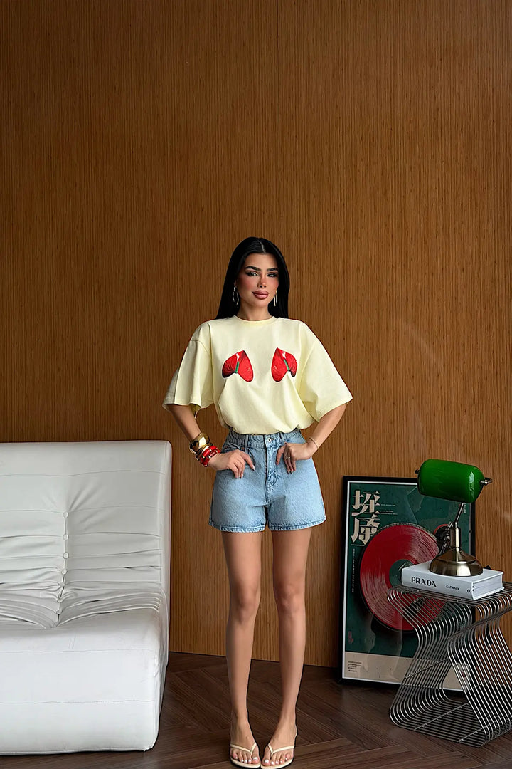 EYY Women Yellow Front Printed T-Shirt - Mörfelden-Walldorf