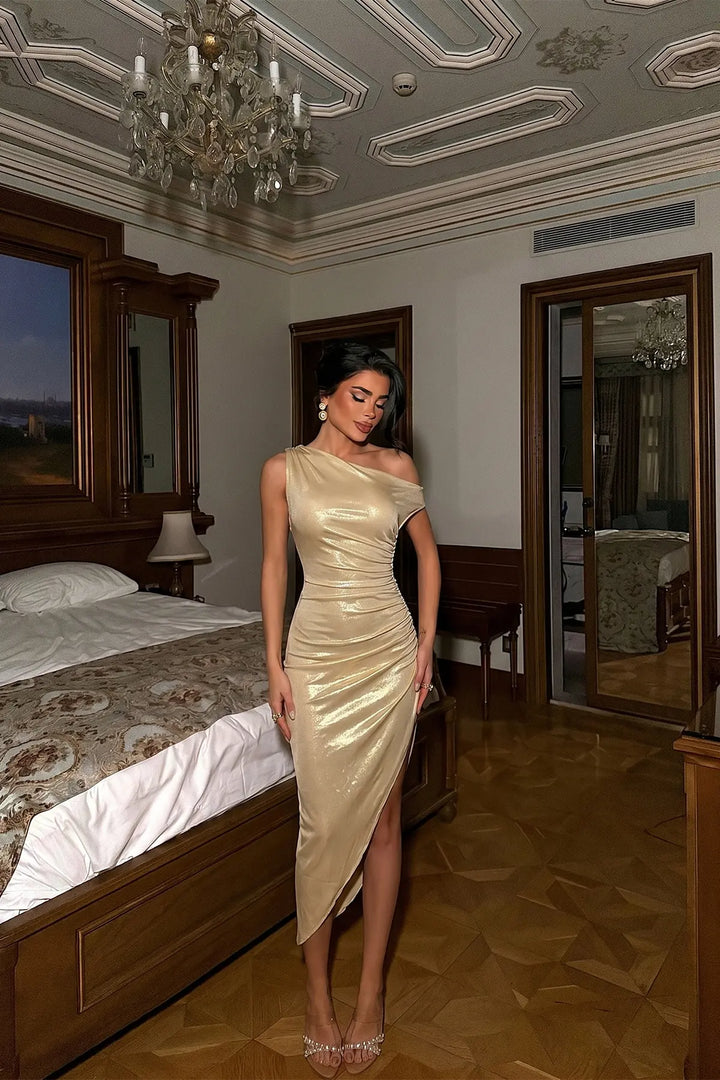 EYY Women Yellow Satin Dress - Tarrasa