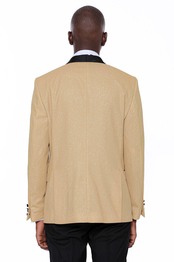 WSS Yellow Shawl Lapel Sparkly Tuxedo Jacket  - La Piedad