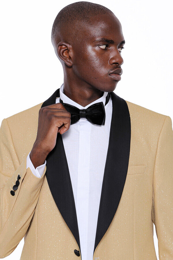 WSS Yellow Shawl Lapel Sparkly Tuxedo Jacket  - La Piedad