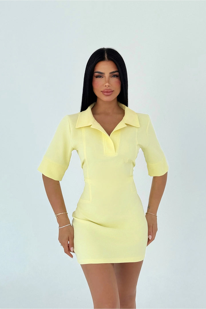 EYY Women Yellow Shirt Collar Dress - Mishawaka