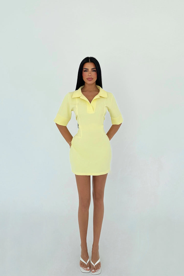 EYY Women Yellow Shirt Collar Dress - Mishawaka