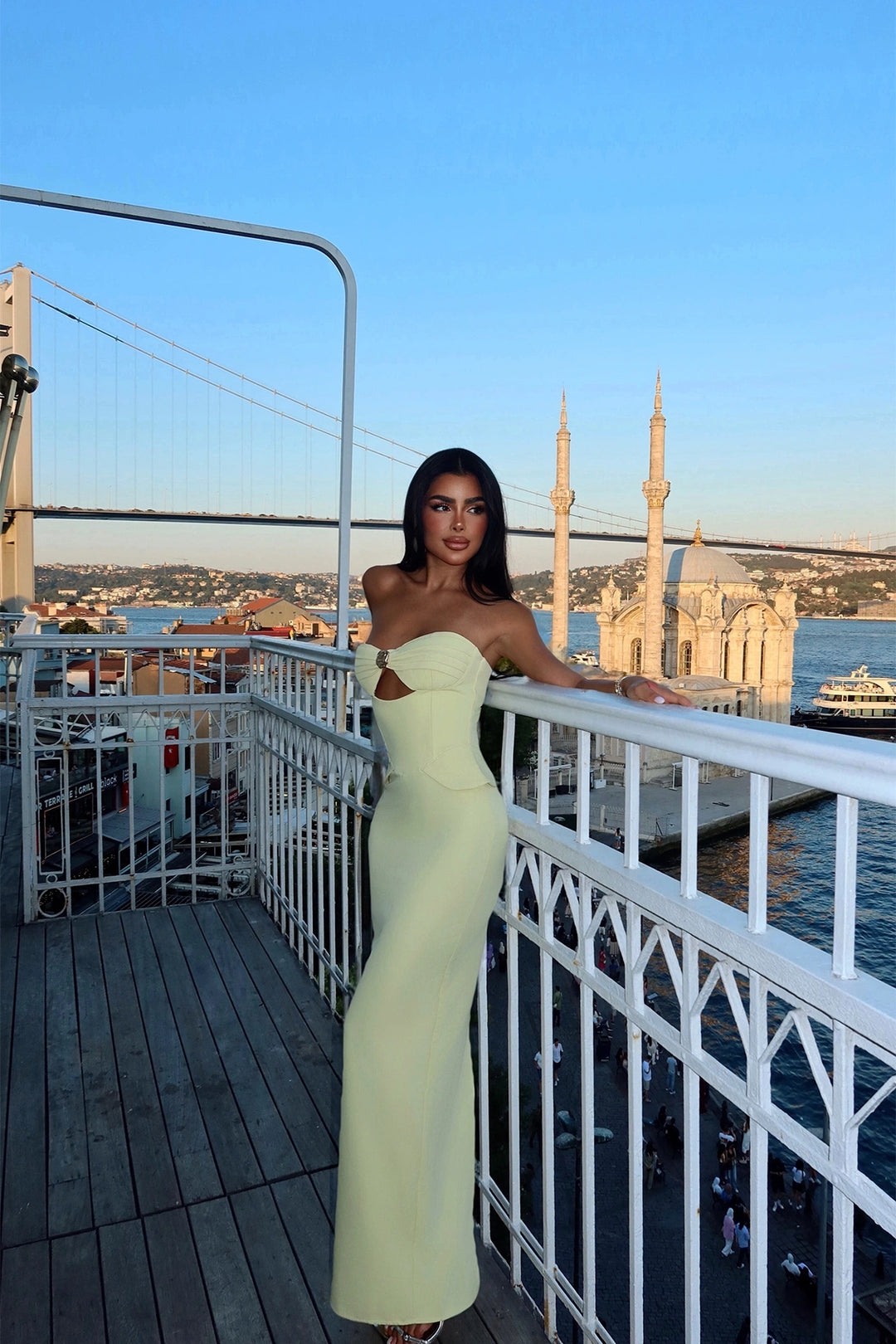 EYY Women Yellow Strapless Dress with Pocket Detail - Houghton le Spring