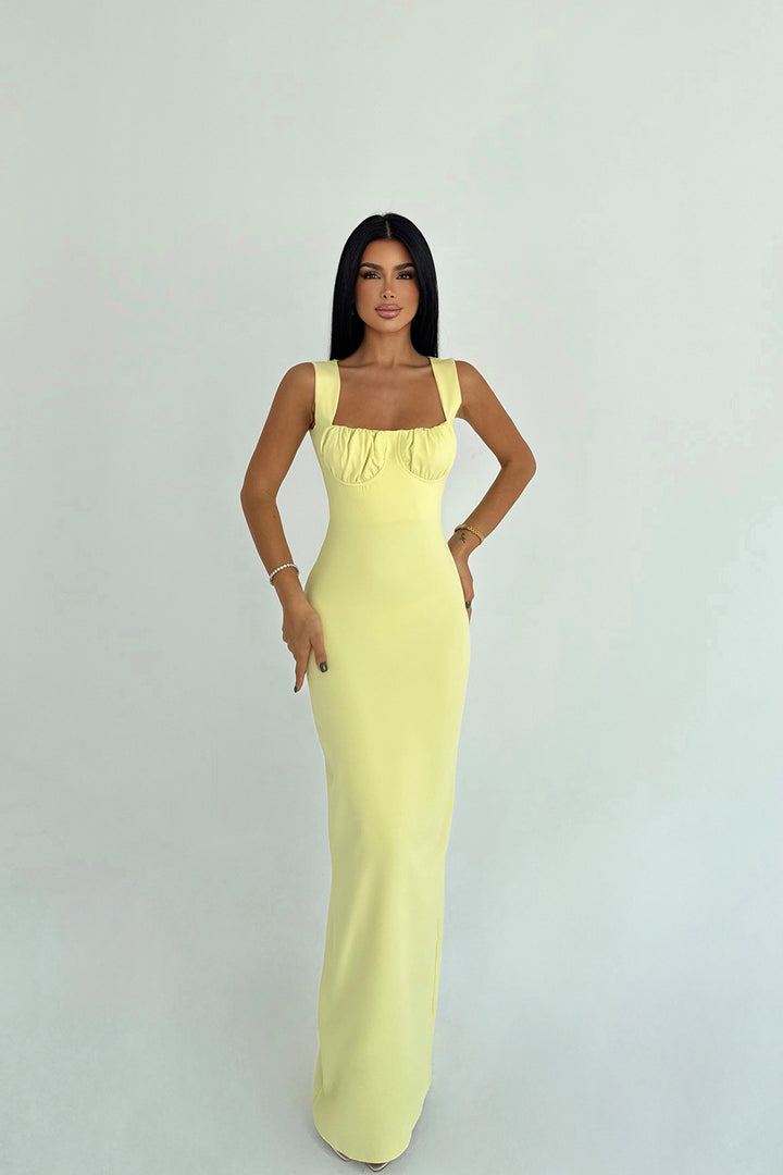 EYY Women Yellow Shawl Long Dress - Lowell