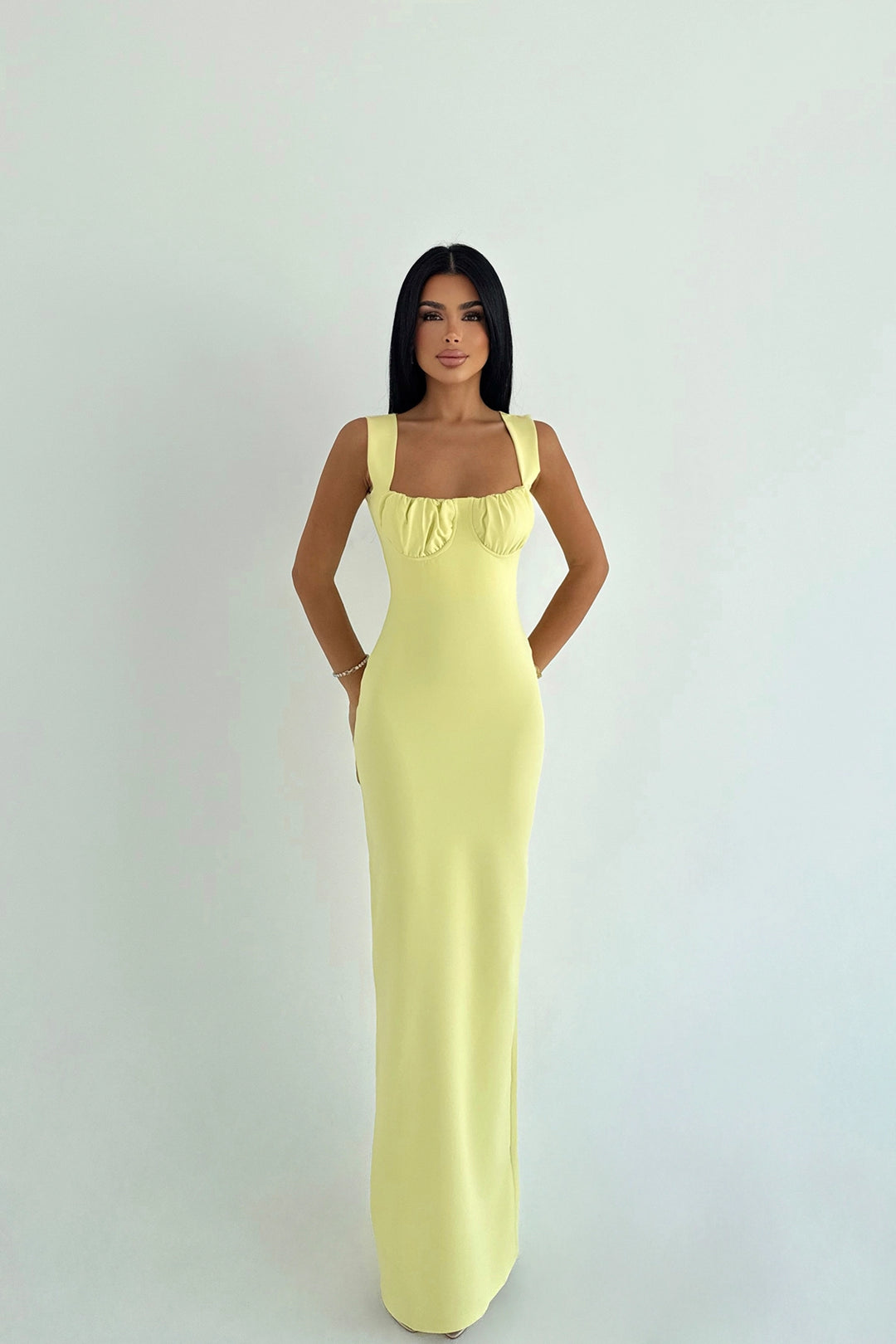 EYY Women Yellow Shawl Long Dress - Lowell