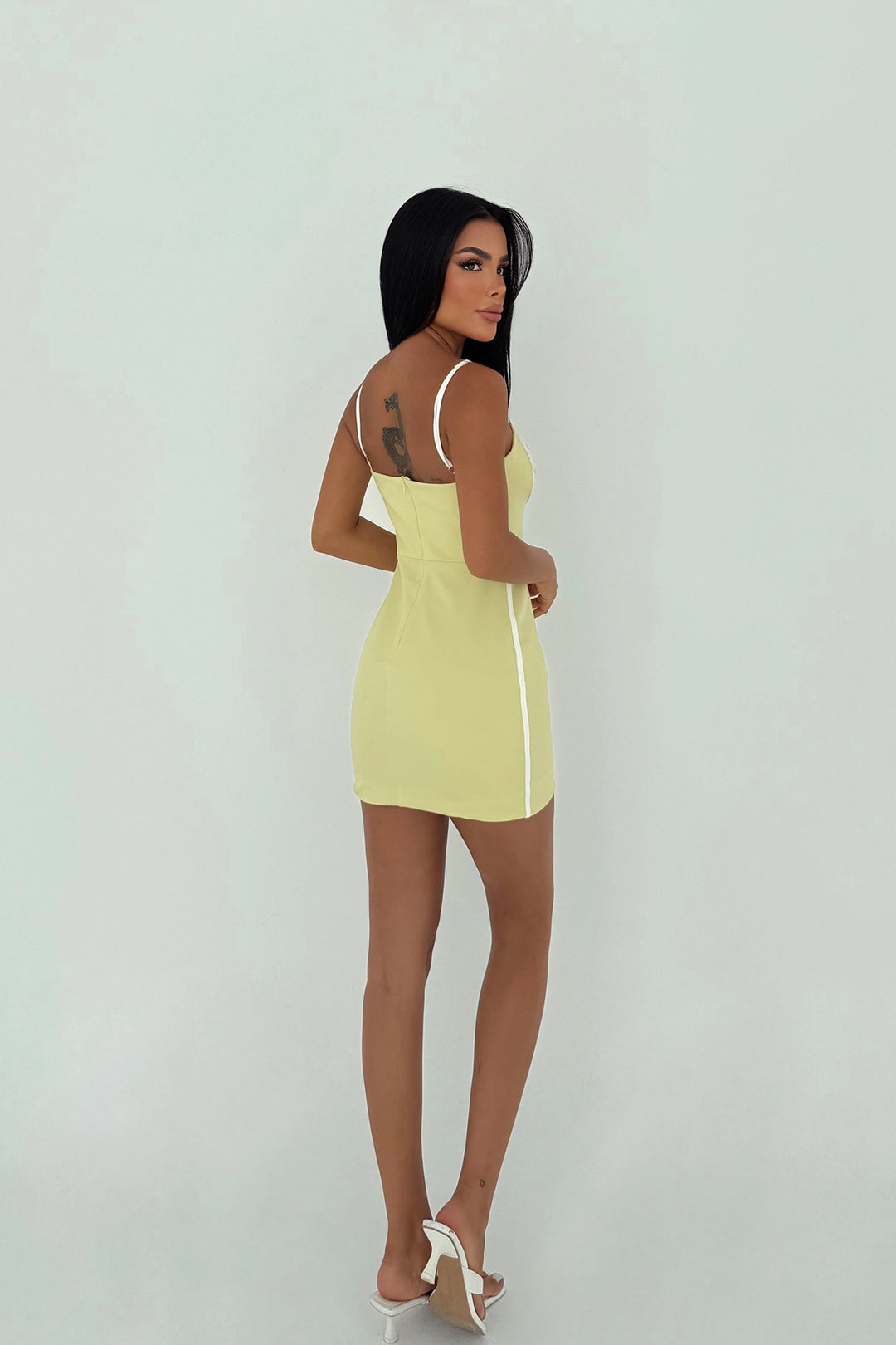 EYY Women Sarı Askısız Mini Elbise - Botoşani
