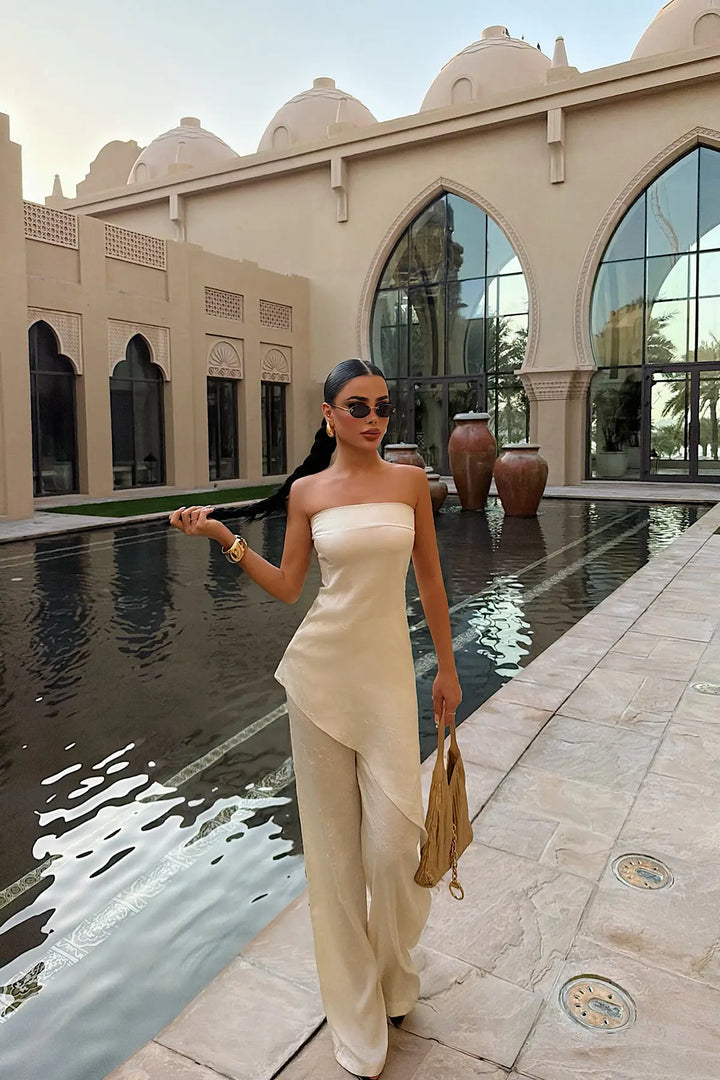 EYY Women Yellow Strapless Set with Trousers - Xánthi