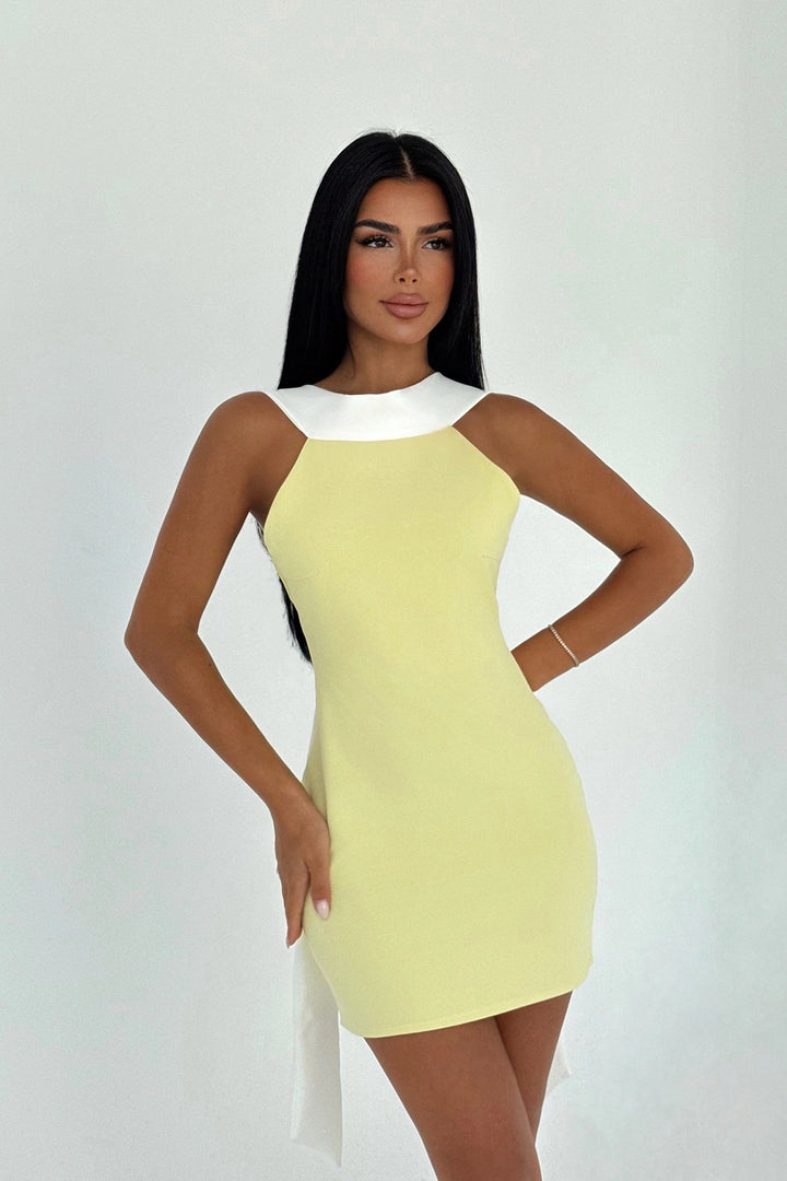 EYY Women Sarı İki Tonlu Mini Elbise - Póvoa de Varzim