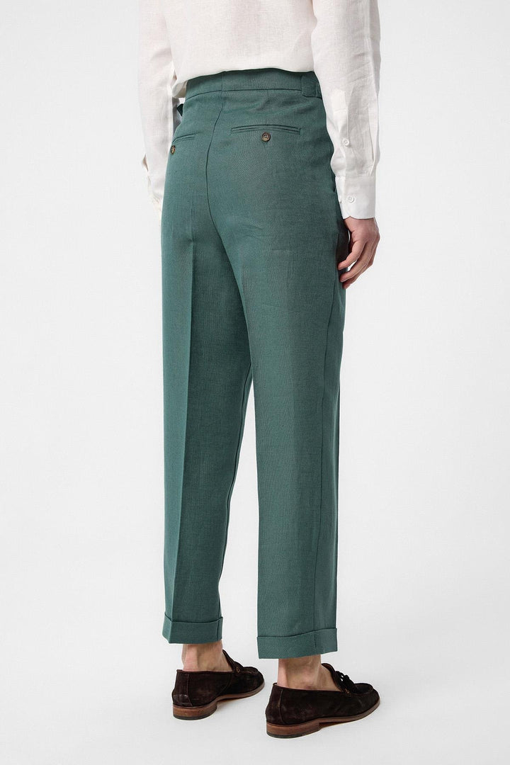 ANT Antioch Green 100% Linen Italian Cut Men's Pants - Cerveteri