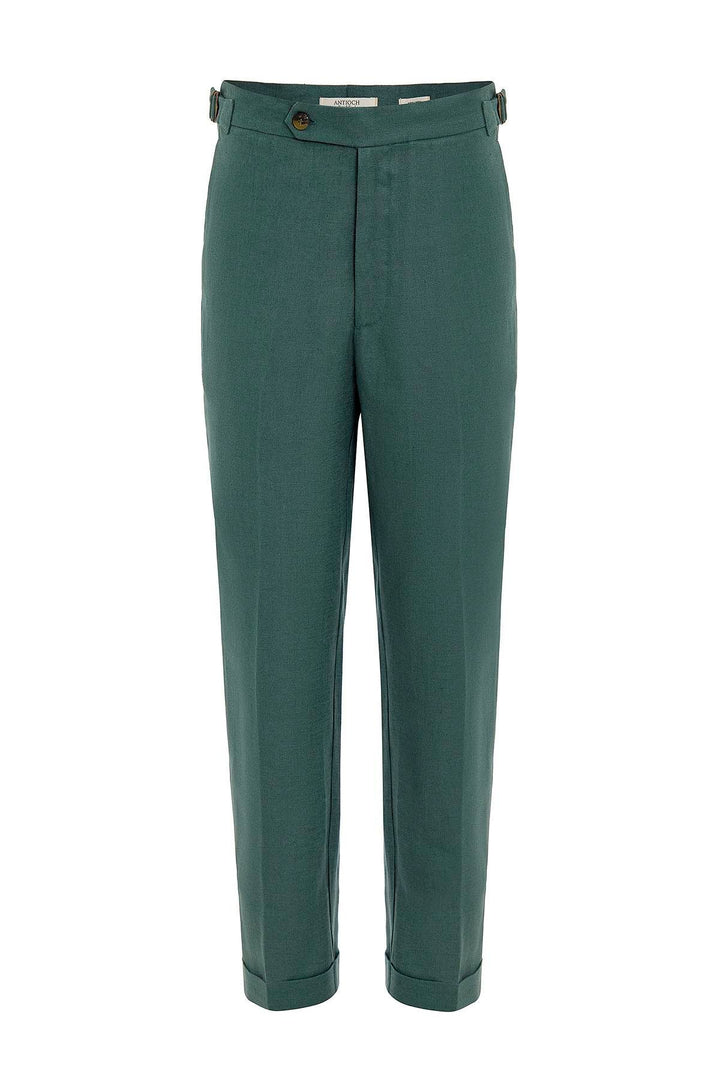 ANT Antioch Green 100% Linen Italian Cut Men's Pants - Cerveteri