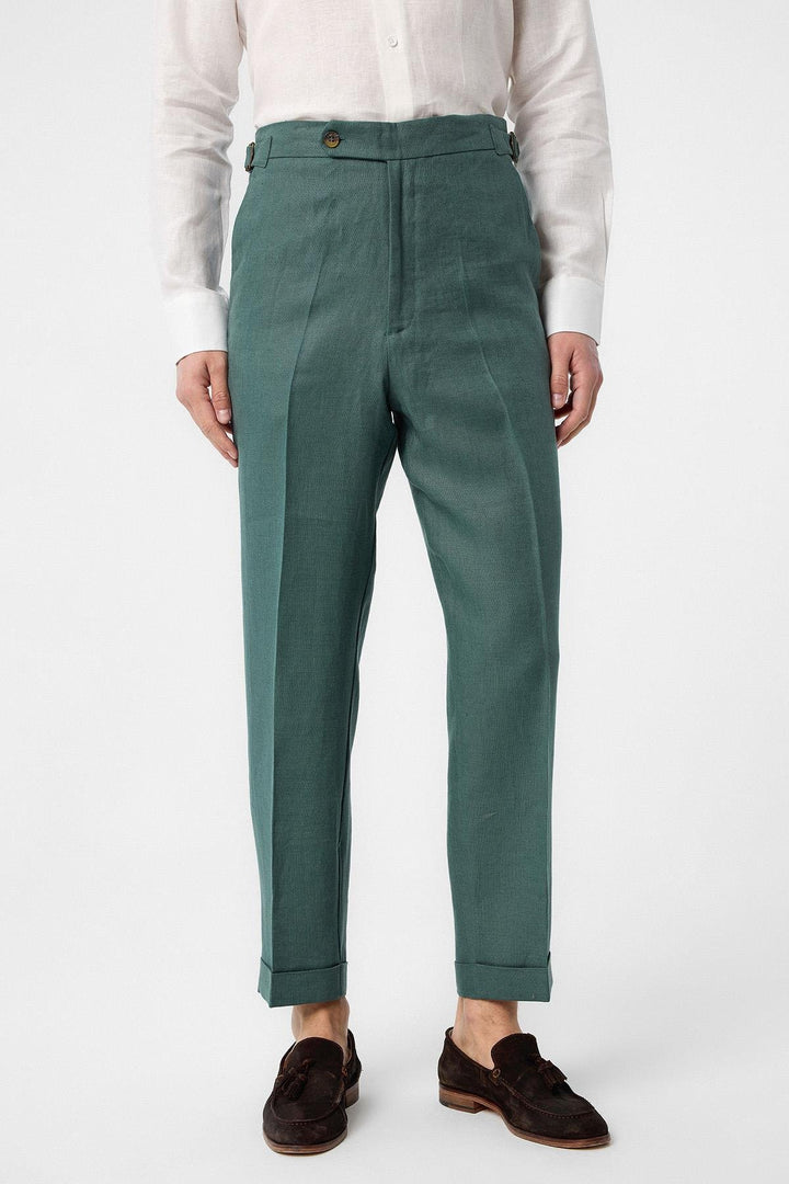 ANT Antioch Green 100% Linen Italian Cut Men's Pants - Cerveteri