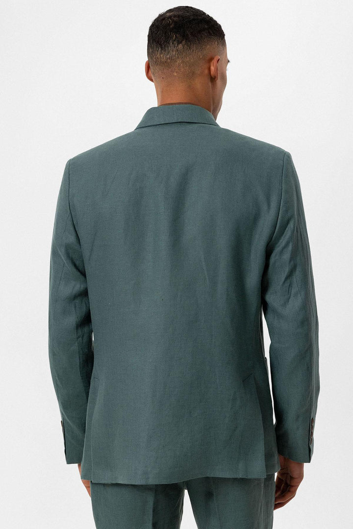 ANT Antioch Green 100% Linen Double Breasted Men's Blazer Jacket - Corroios