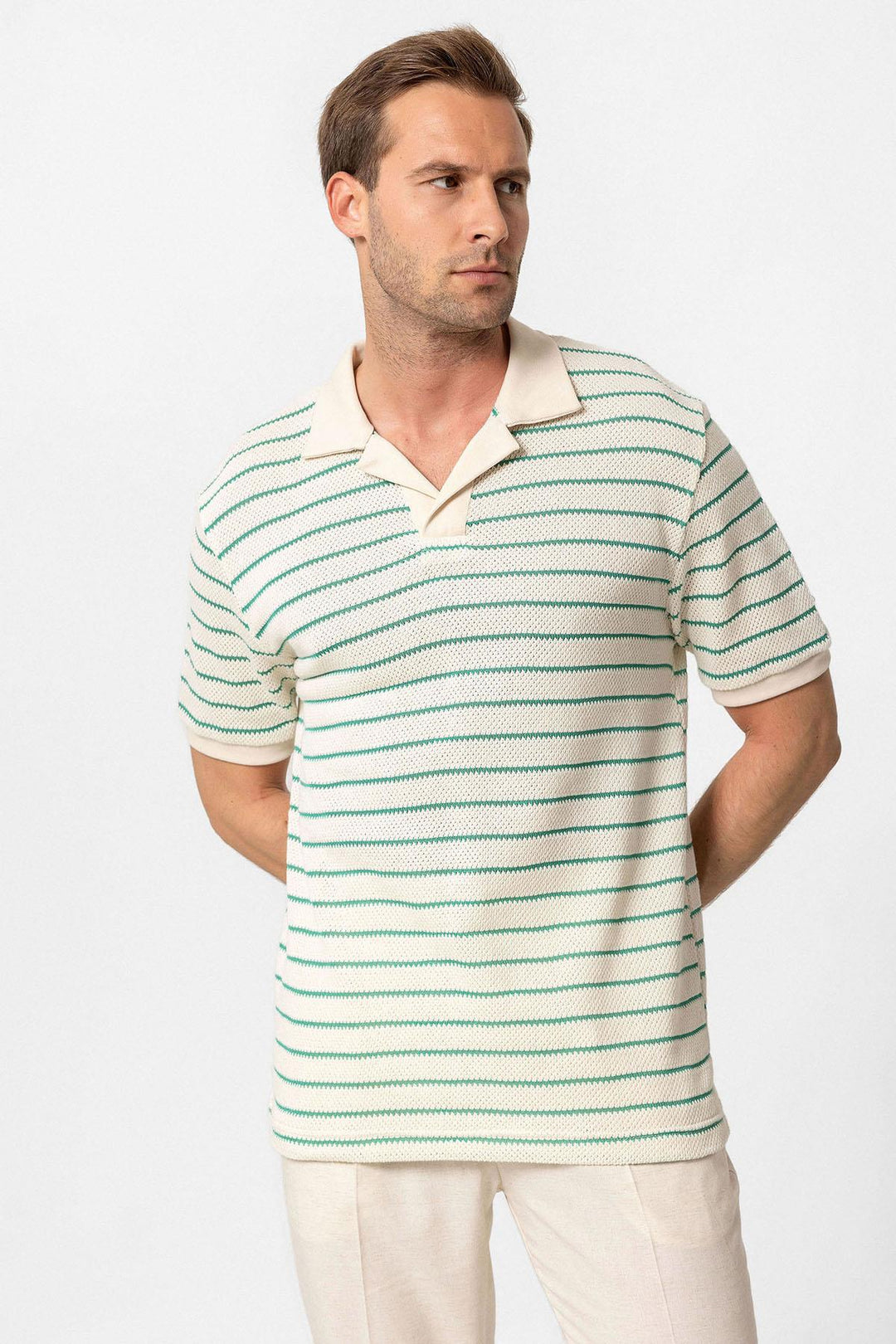 ANT Antioch Green Apache Striped Knitted Men's T-Shirt - Venice