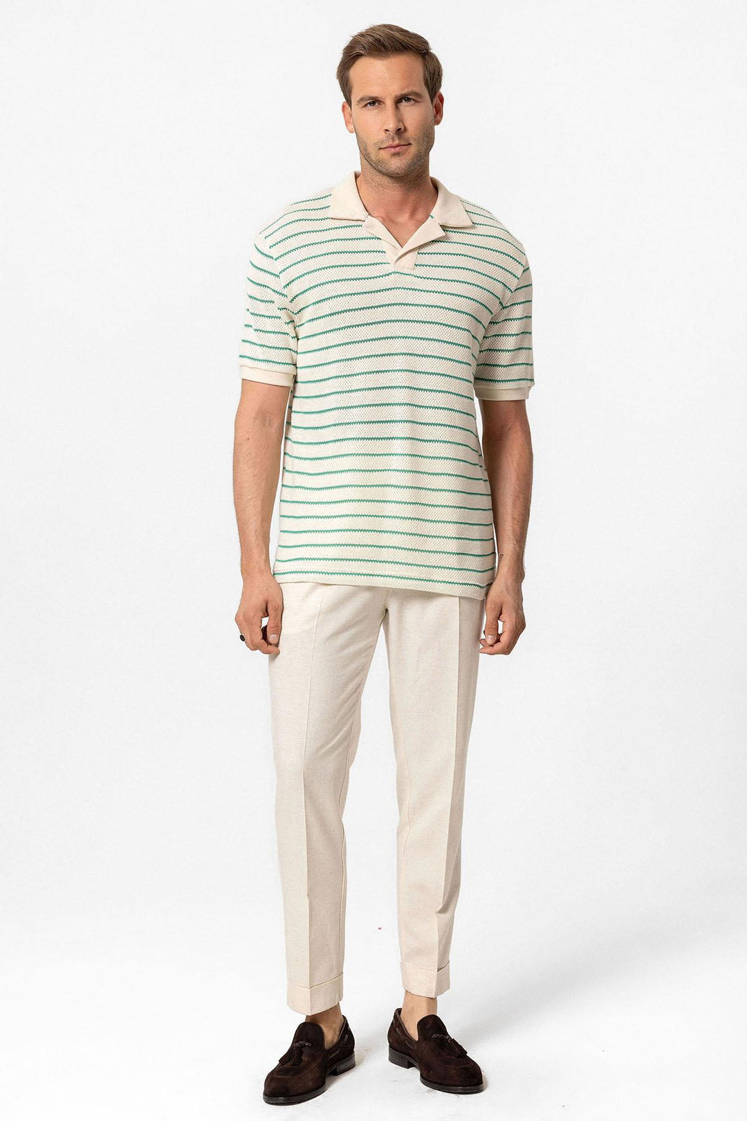 ANT Antioch Green Apache Striped Knitted Men's T-Shirt - Ormond Beach