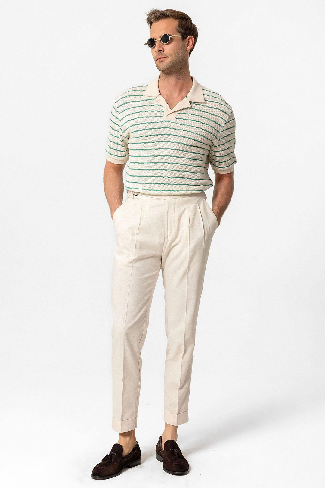 ANT Antioch Green Apache Striped Knitted Men's T-Shirt - Ormond Beach