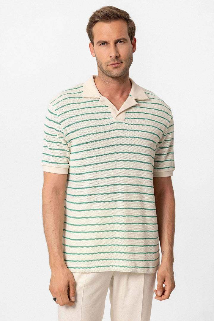 ANT Antioch Green Apache Striped Knitted Men's T-Shirt - Ormond Beach