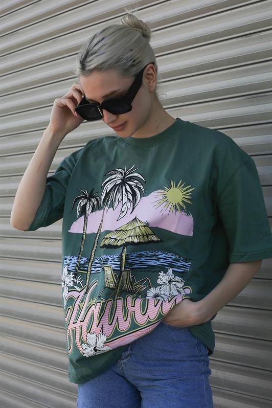 MDX Green Printed Bicycle Collar Women's T-Shirt MG1765 - Barnstable