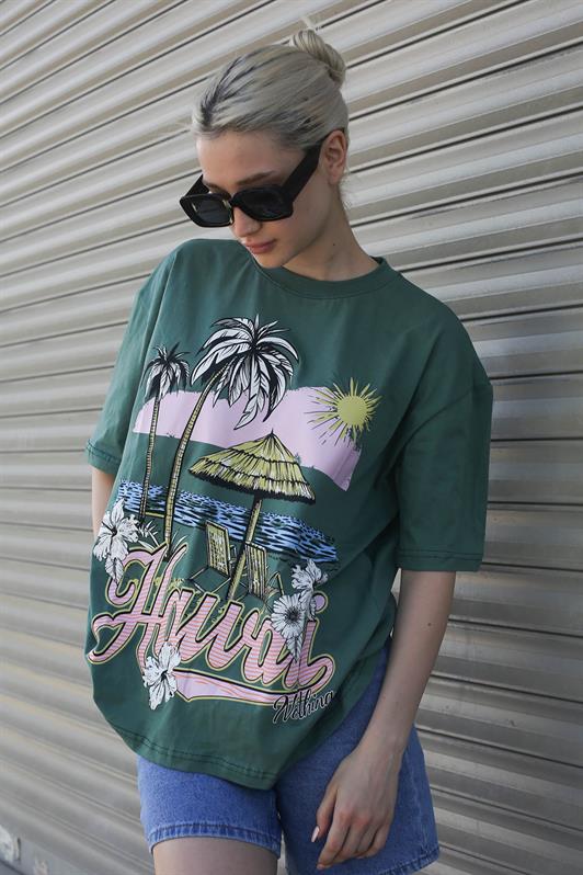 MDX Green Printed Bicycle Collar Women's T-Shirt MG1765 - Barnstable