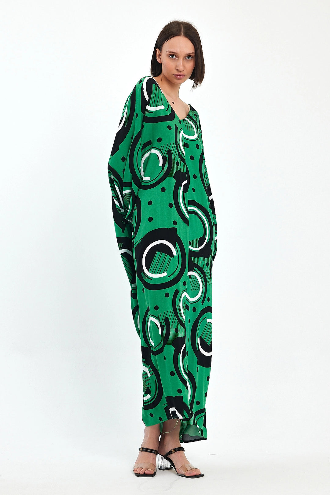 Maxi Boy Green Printed Woven Viscose Dress BCVL-251067 - Dráma