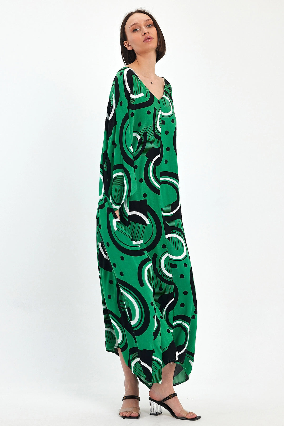Maxi Boy Green Printed Woven Viscose Dress BCVL-251067 - Dráma
