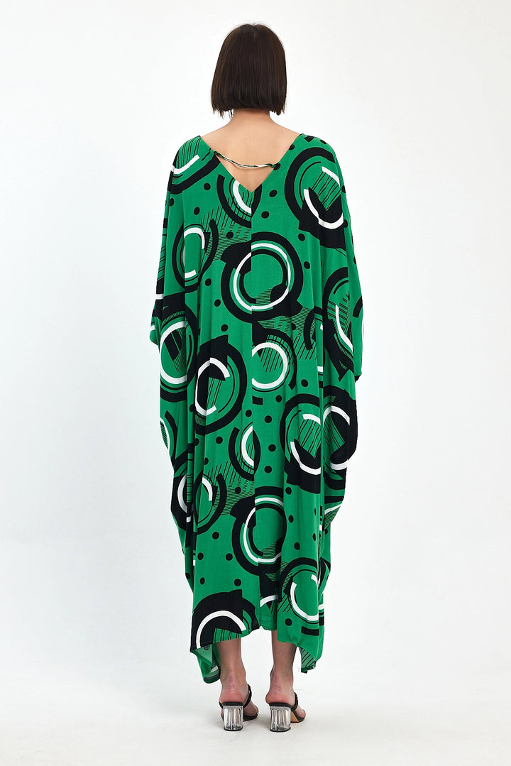 Maxi Boy Green Printed Woven Viscose Dress BCVL-251067 - Dráma