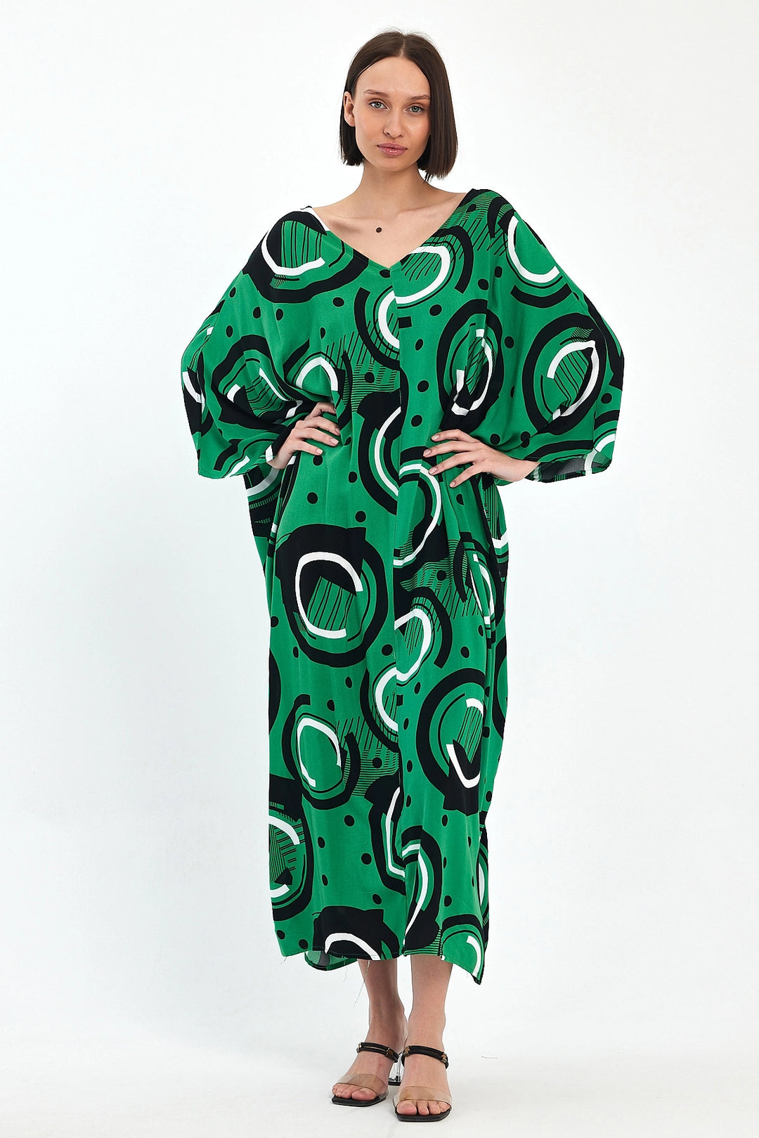 Maxi Boy Green Printed Woven Viscose Dress BCVL-251067 - Dráma