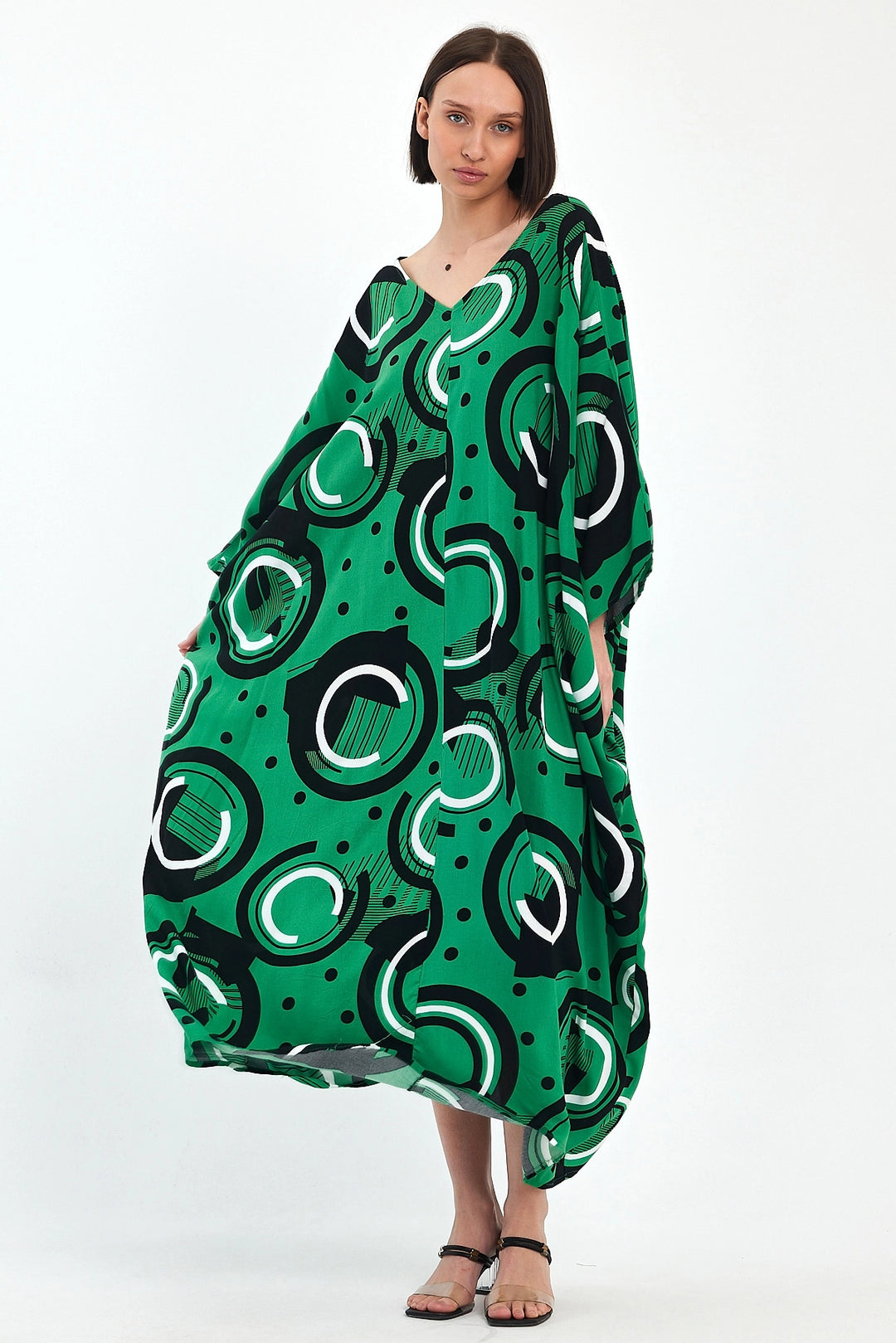 Maxi Boy Green Printed Woven Viscose Dress BCVL-251067 - Dráma