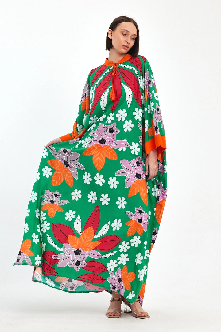 Maxi Boy Green Printed Woven Viscose Dress BCVL-251069 - Chicoutimi