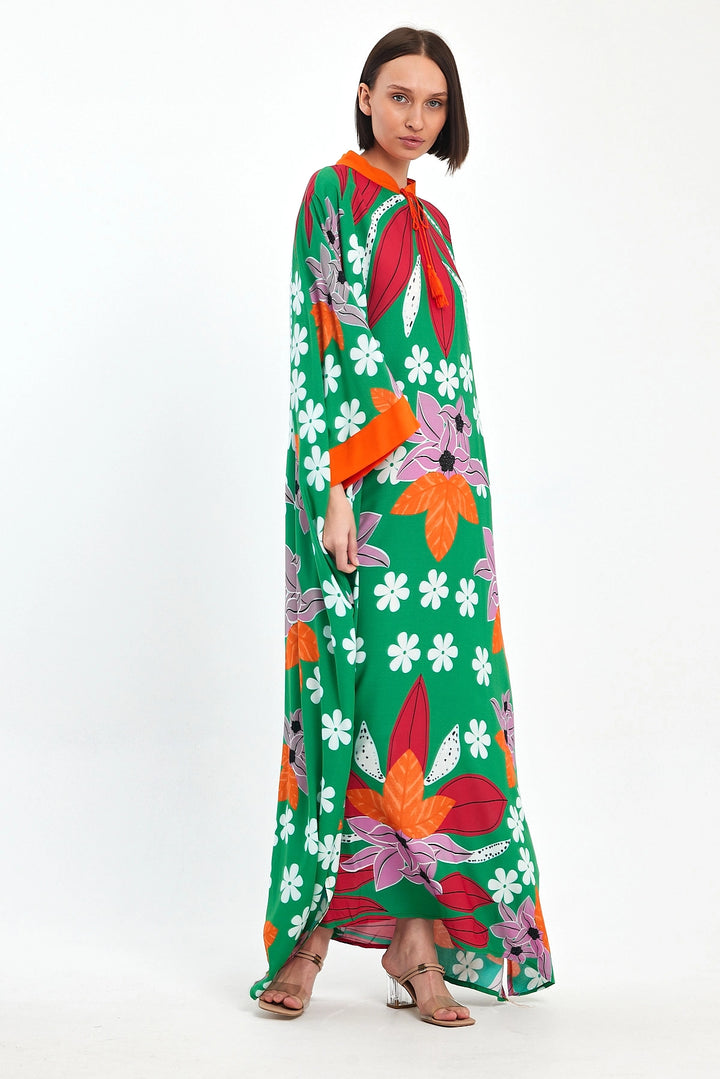 Maxi Boy Green Printed Woven Viscose Dress BCVL-251069 - Chicoutimi