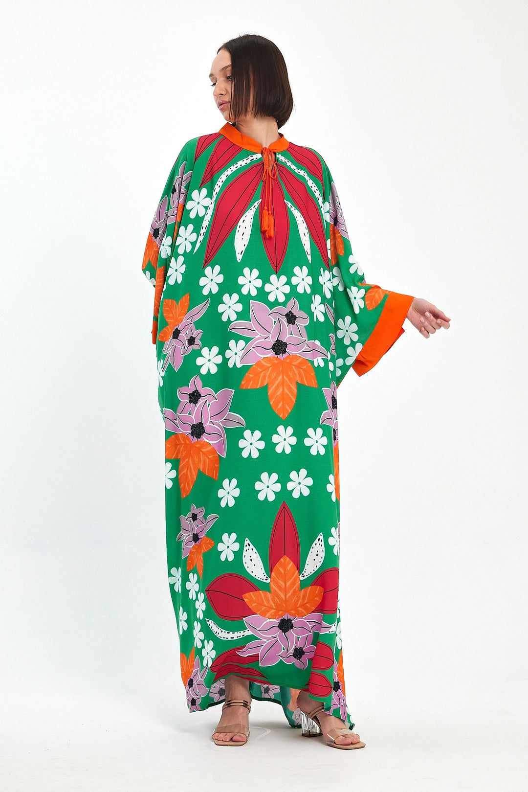 Maxi Boy Green Printed Woven Viscose Dress BCVL-251069 - Chicoutimi