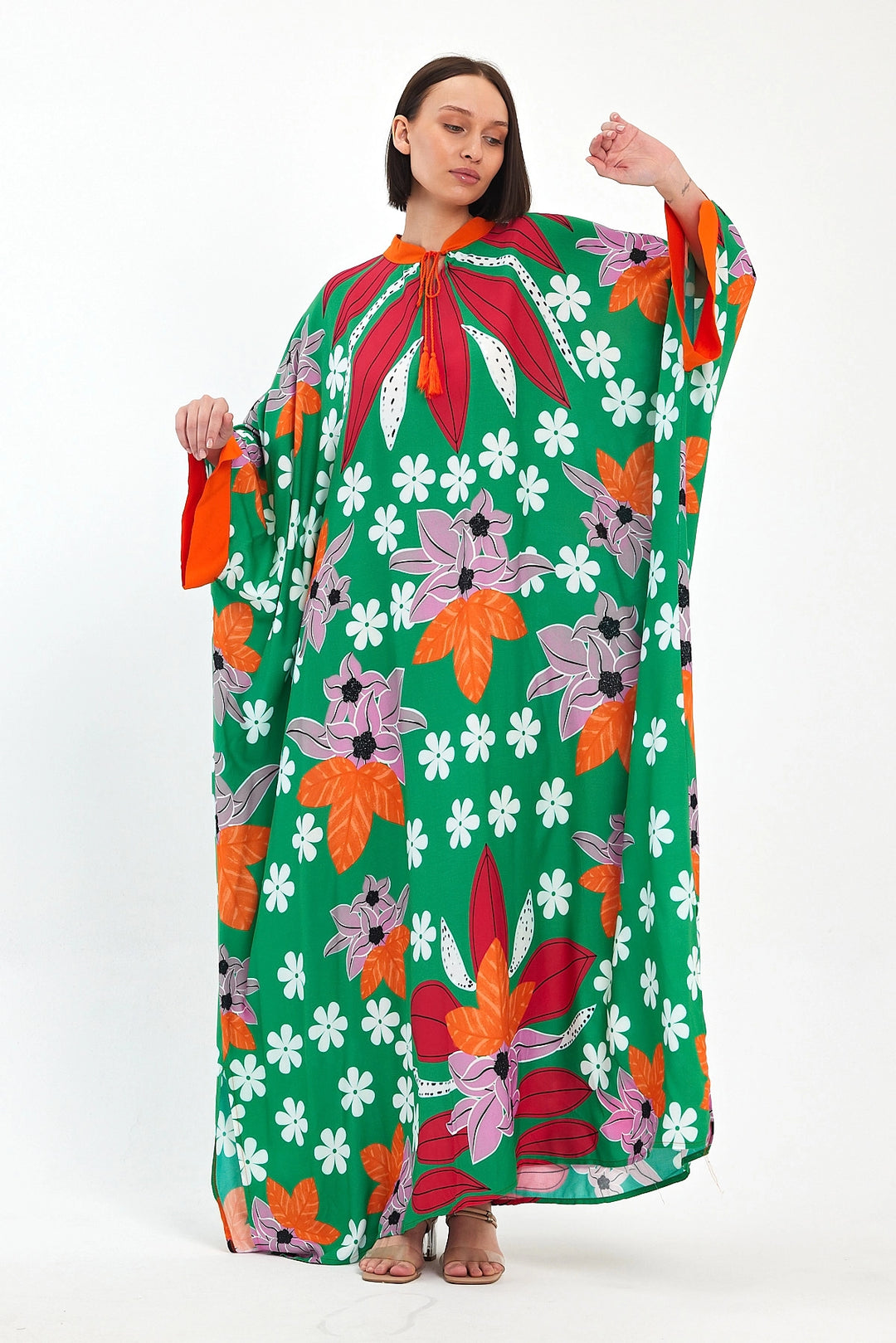 Maxi Boy Green Printed Woven Viscose Dress BCVL-251069 - Chicoutimi