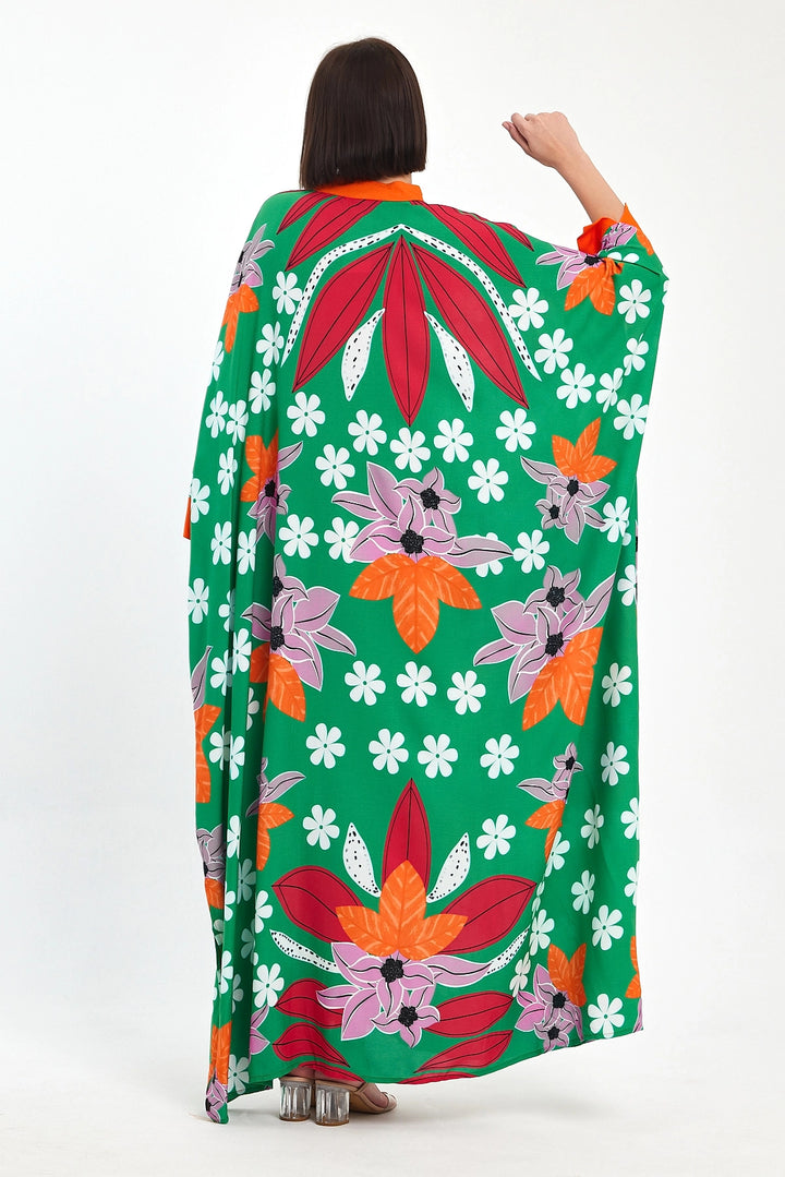 Maxi Boy Green Printed Woven Viscose Dress BCVL-251069 - Chicoutimi