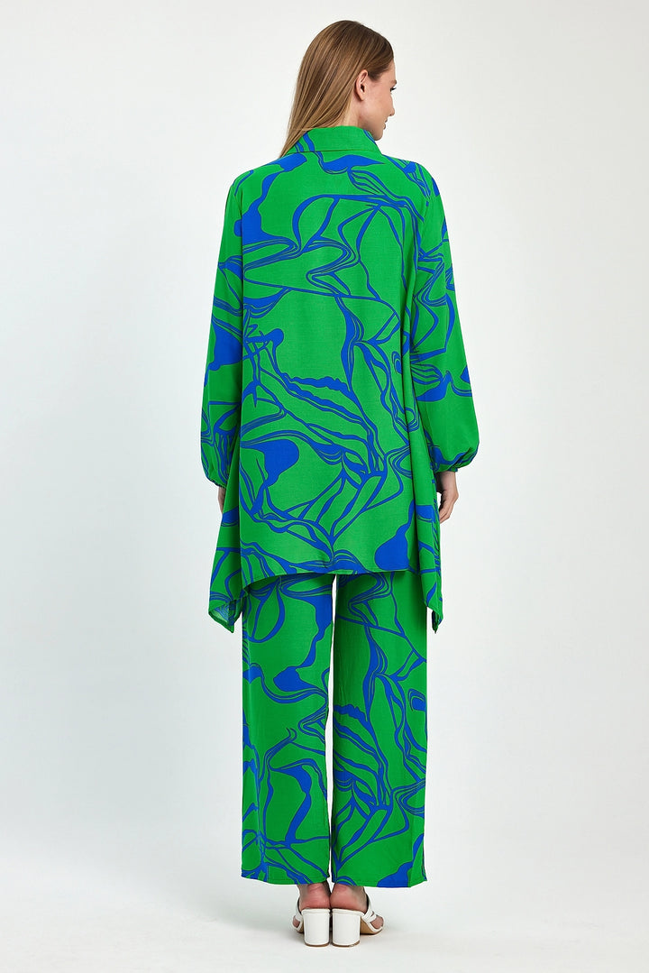 Maxi Boy Green Printed Tunic and Pants Woven Viscon Set BCVL-251055 - Calimera