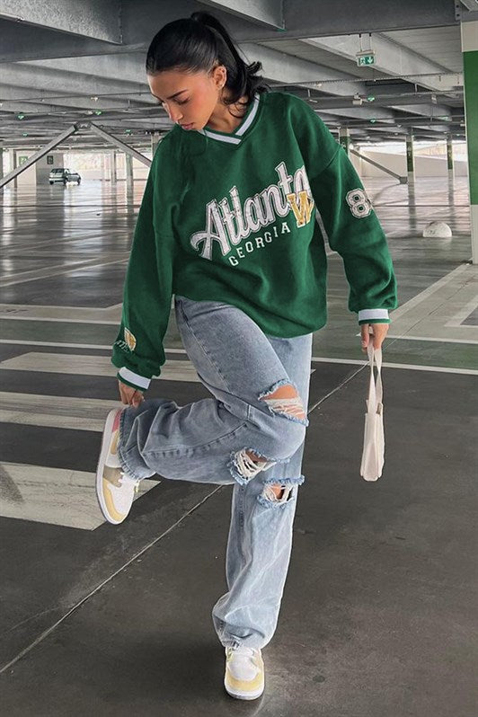 MDX Green Printed V Neck Sweatshirt MG1576 - San Luis