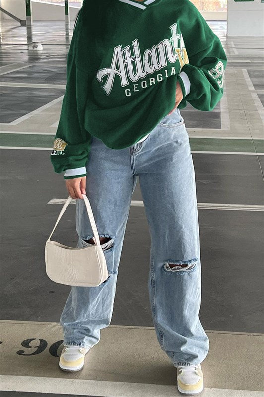 MDX Green Printed V Neck Sweatshirt MG1576 - San Luis