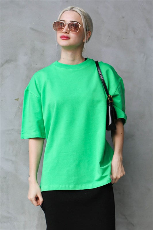 MDX Green Bicycle Collar Basic Oversize T-shirt MG1687 - Soledad de Graciano Sánchez