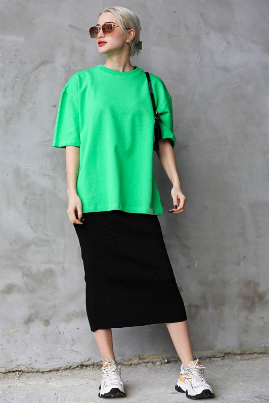 MDX Green Bicycle Collar Basic Oversize T-shirt MG1687 - Soledad de Graciano Sánchez