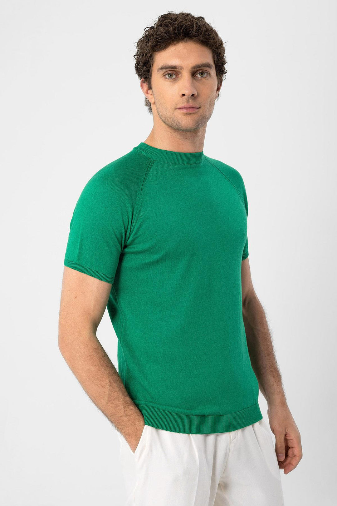 ANT Antioch Green Bicycle Collar Slim Fit Men's Knit T-Shirt - Mérignac