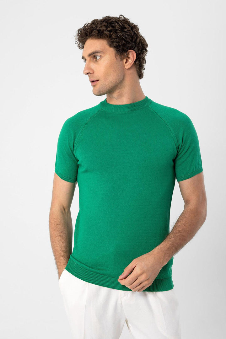 ANT Antioch Green Bicycle Collar Slim Fit Men's Knit T-Shirt - Mérignac