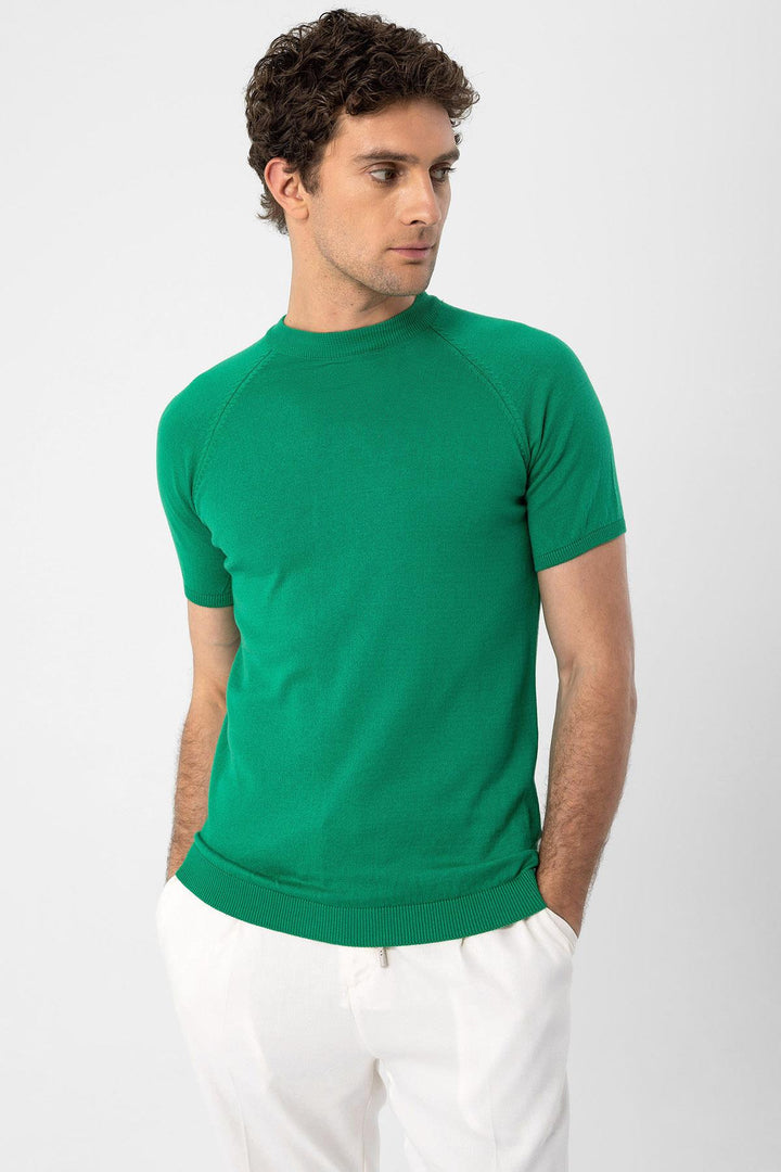 ANT Antioch Green Bicycle Collar Slim Fit Men's Knit T-Shirt - Mérignac