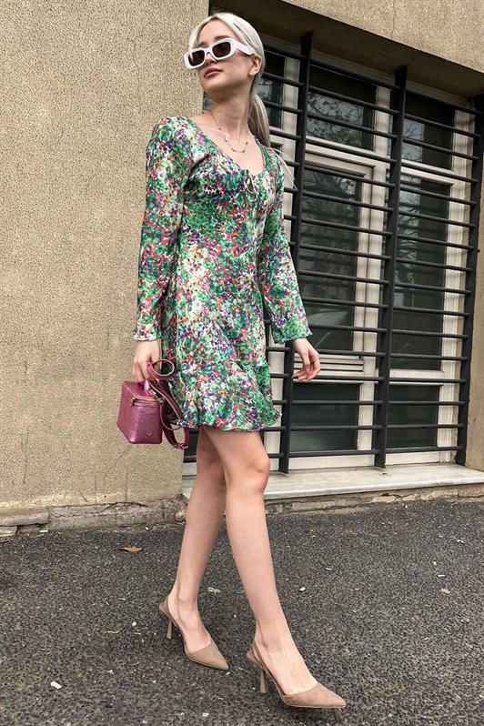 MDX Green Flower Patterned Dress MG1835 - East Kelowna
