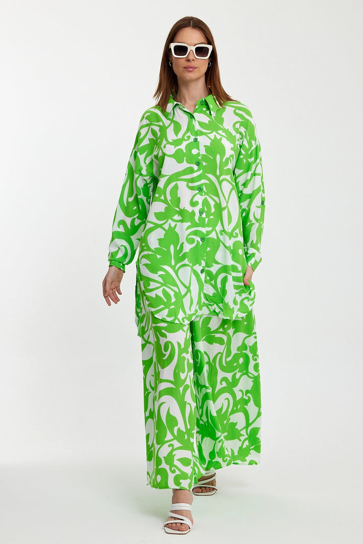 Maxi Boy Green Floral Patterned Shirt and Pants Woven Set BCVL-248223 - Cranbourne