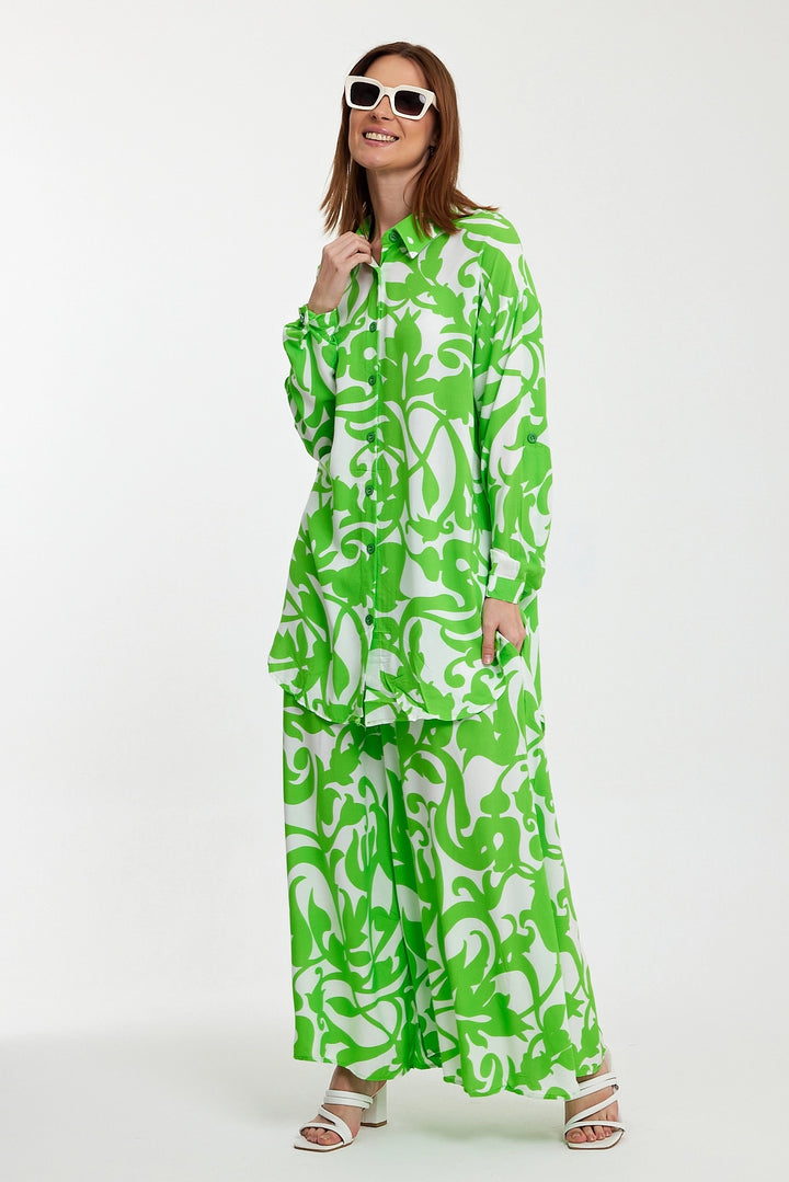 Maxi Boy Green Floral Patterned Shirt and Pants Woven Set BCVL-248223 - Cranbourne