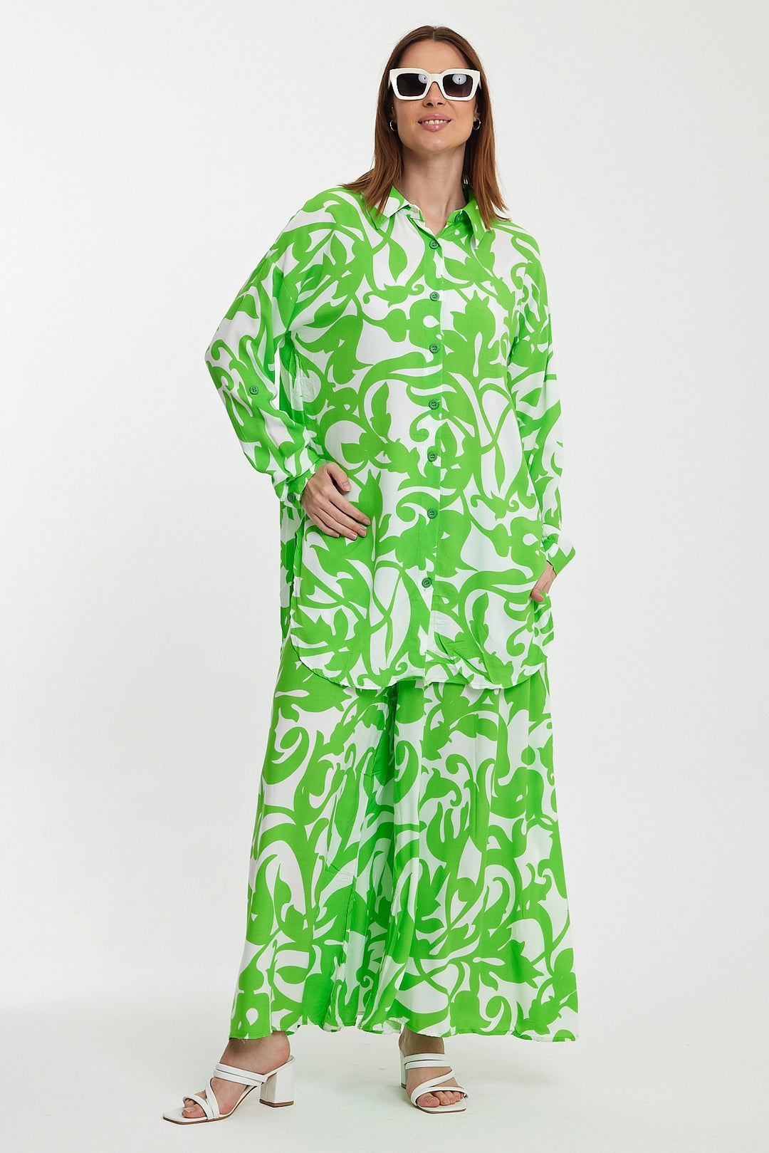 Maxi Boy Green Floral Patterned Shirt and Pants Woven Set BCVL-248223 - Cranbourne