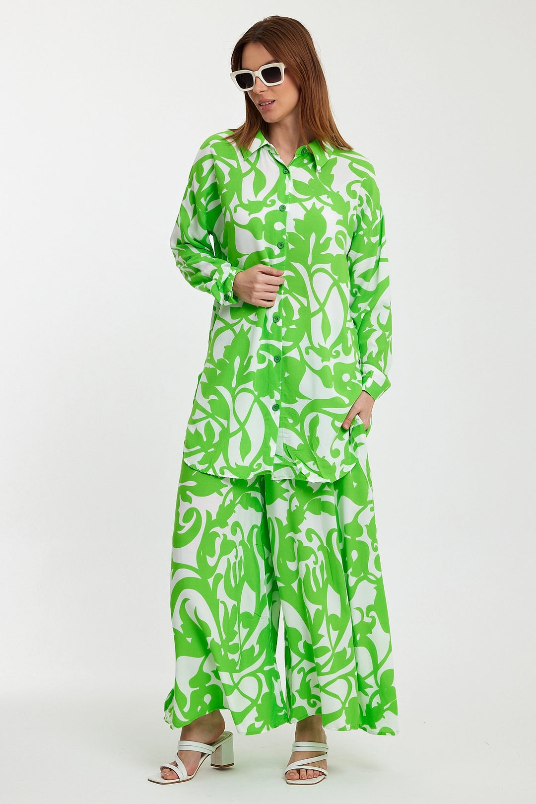 Maxi Boy Green Floral Patterned Shirt and Pants Woven Set BCVL-248223 - Cranbourne