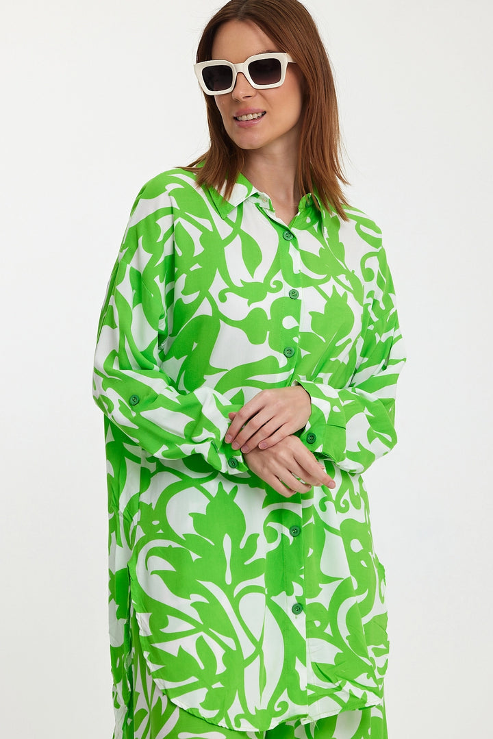 Maxi Boy Green Floral Patterned Shirt and Pants Woven Set BCVL-248223 - Cranbourne