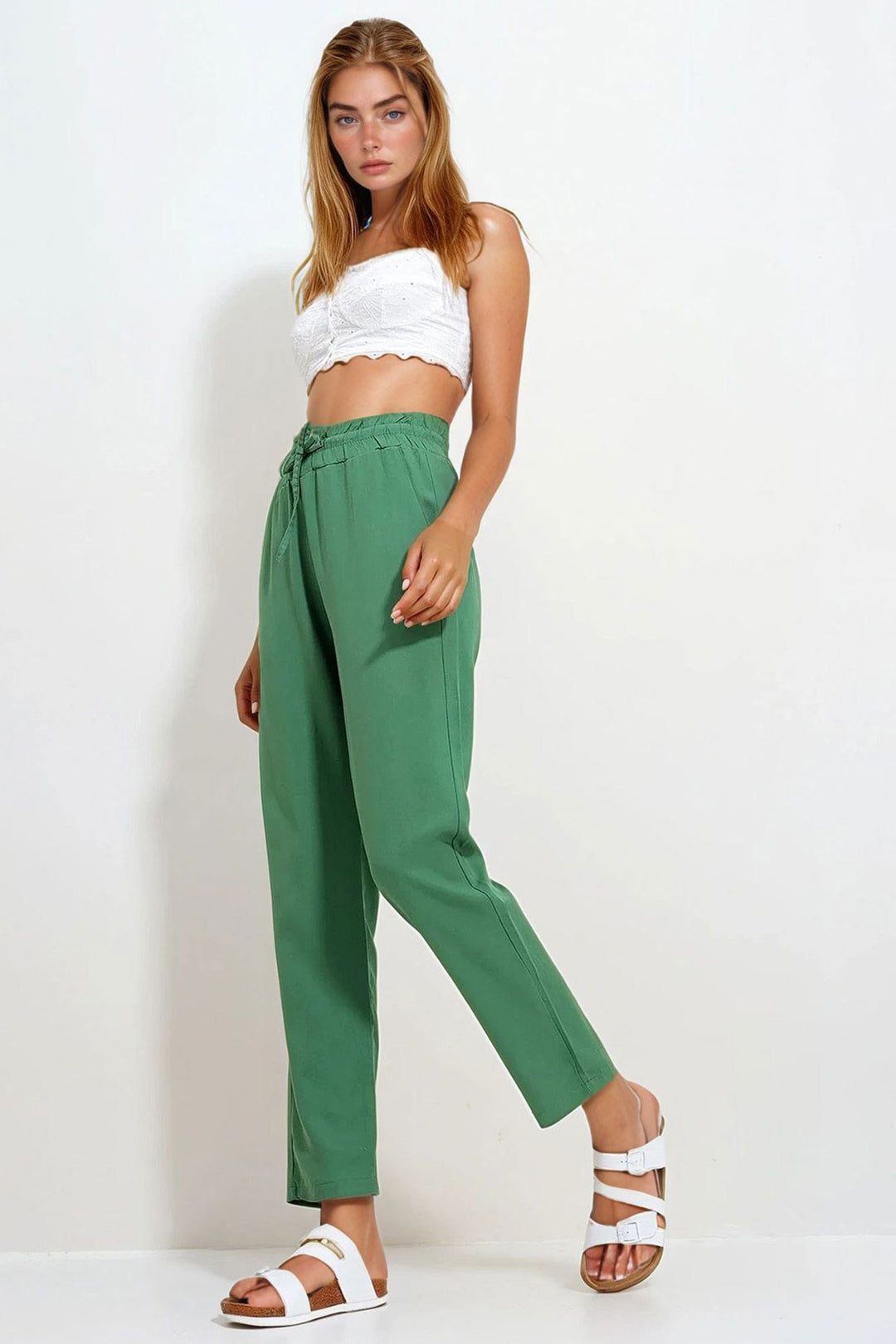 Green Double Pocket Gabardine Trousers BCHNW-251171 - Security-Widefield