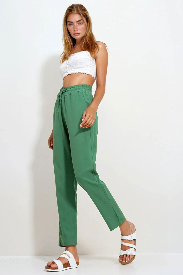 Green Double Pocket Gabardine Trousers BCHNW-251171 - Security-Widefield