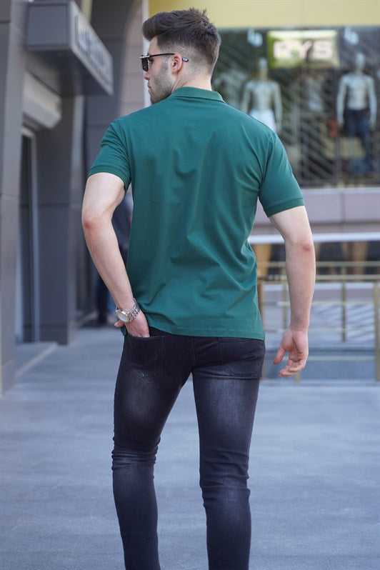 MDX Green Striped Polo Neck Men's T-shirt 5864 - Indio